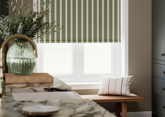 Emily Bond Parasol Stripe, Fern Green - Roller Blind - Image 5
